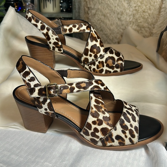 Trask Brand “Charlene” shoes heels sandals leopard open toe 10M NIB - Picture 5 of 9